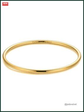 14K Gold Plated Bracelet Stainless Steel Thin Round Bangle Stackable Women